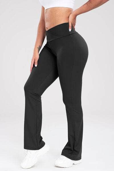 Wide Waistband Bootcut Active Pants Black / S