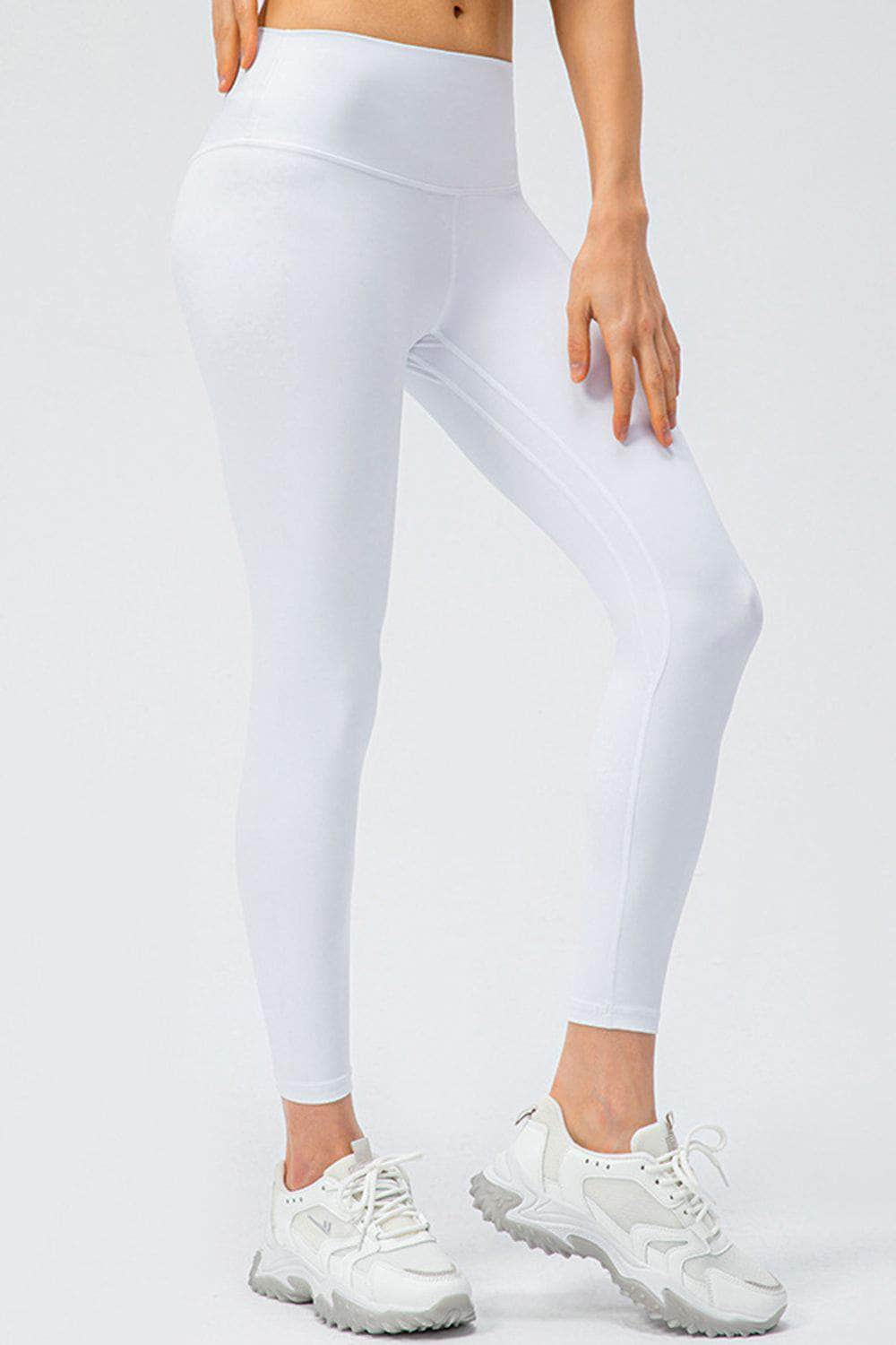 Wide Waistband Slim Fit Active Leggings White / S