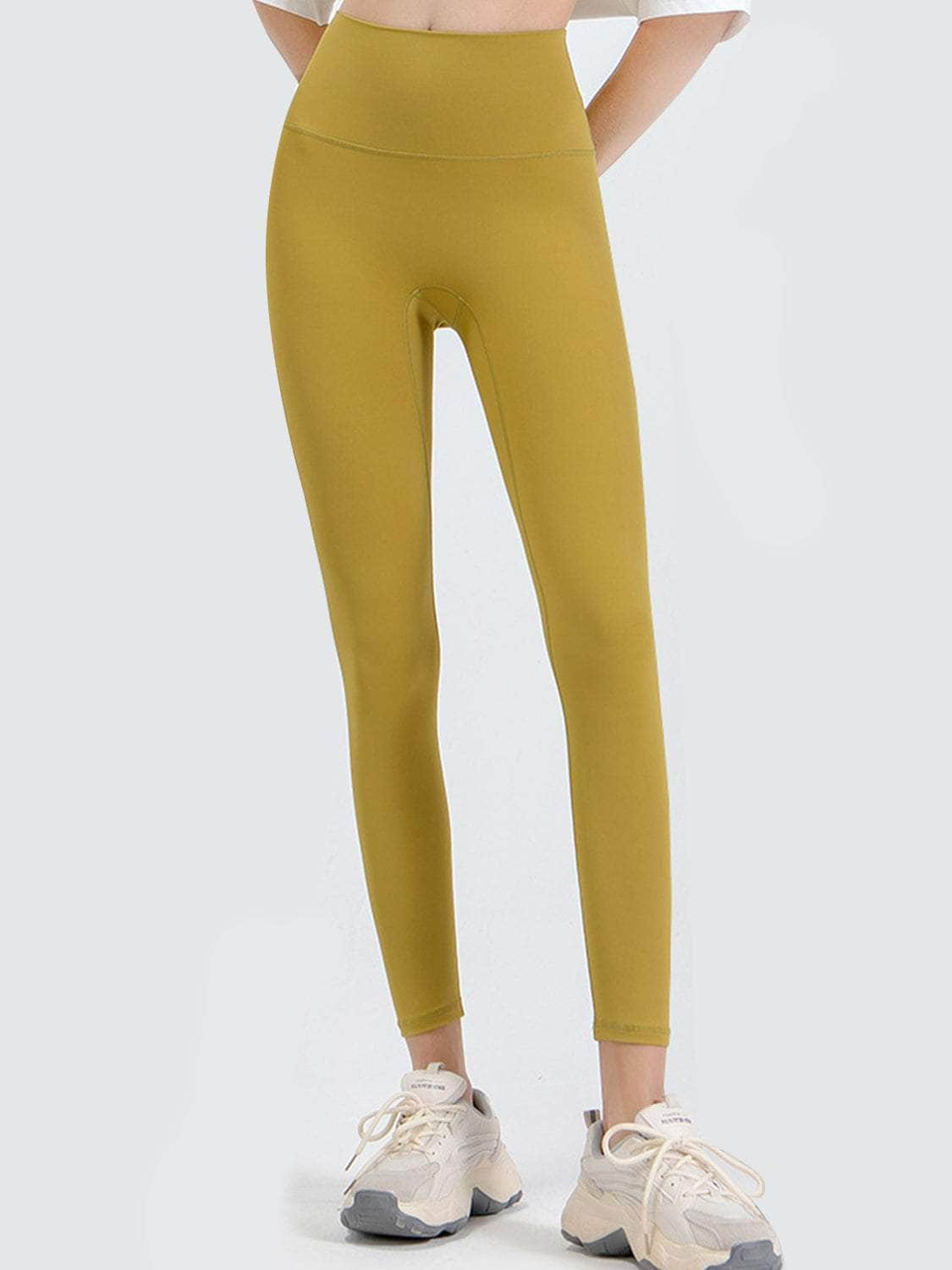 Wide Waistband Sports Leggings Banana Yellow / S