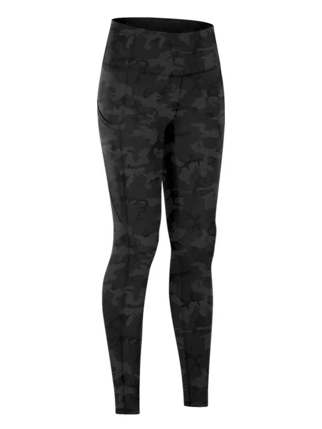 Wide Waistband Sports Leggings Black Camouflage / S