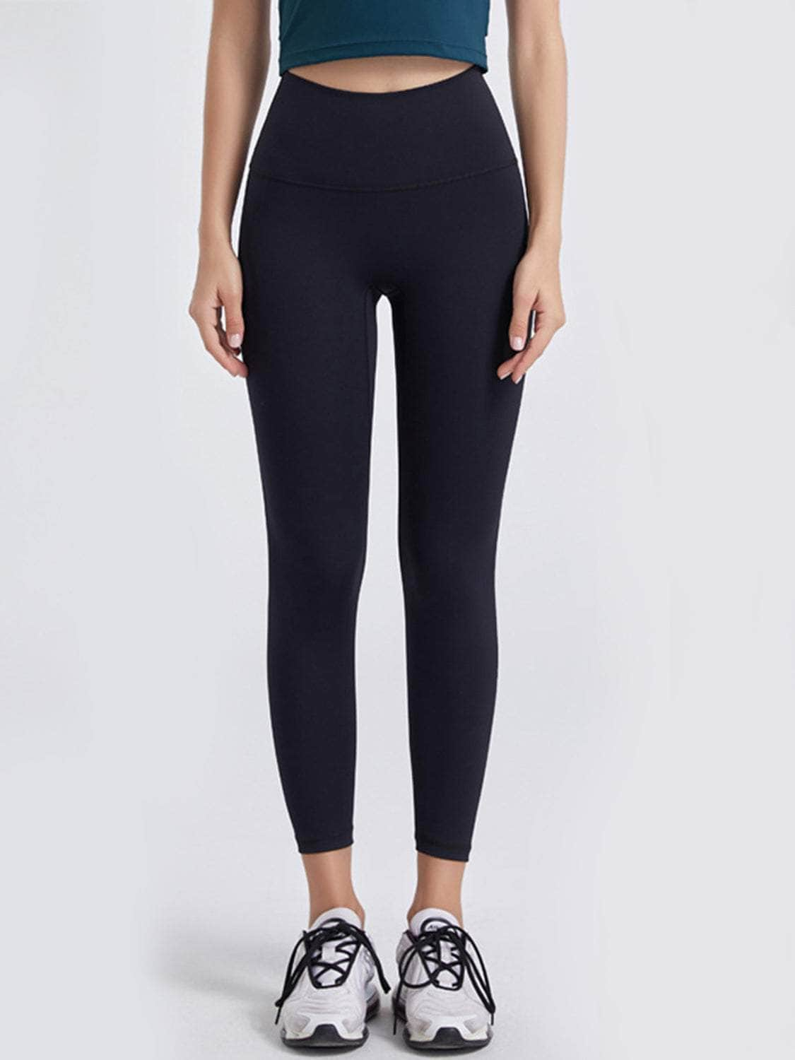 Wide Waistband Sports Leggings Black / S