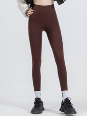 Wide Waistband Sports Leggings Chocolate / S