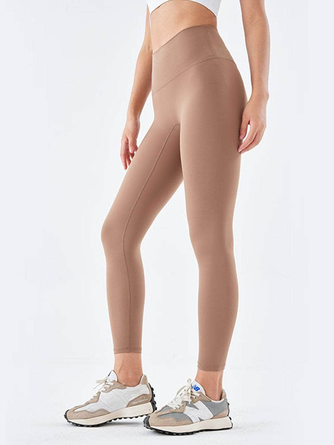 Wide Waistband Sports Leggings Mocha / S