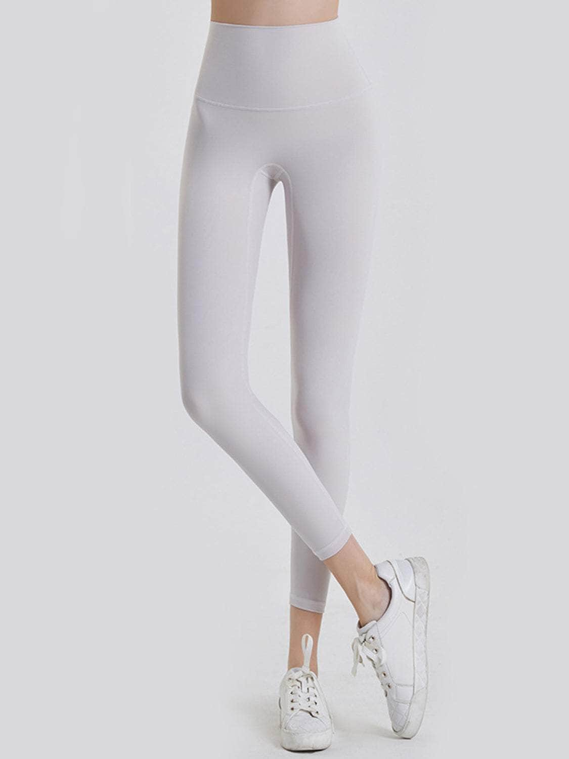 Wide Waistband Sports Leggings White / S