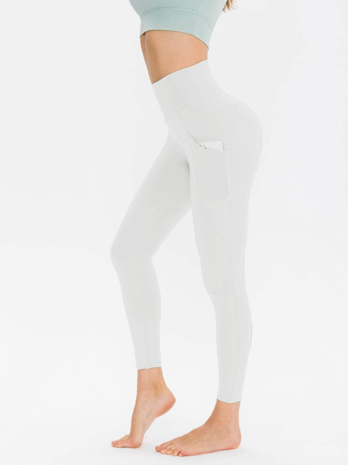 Wide Waistband Sports Leggings White / S