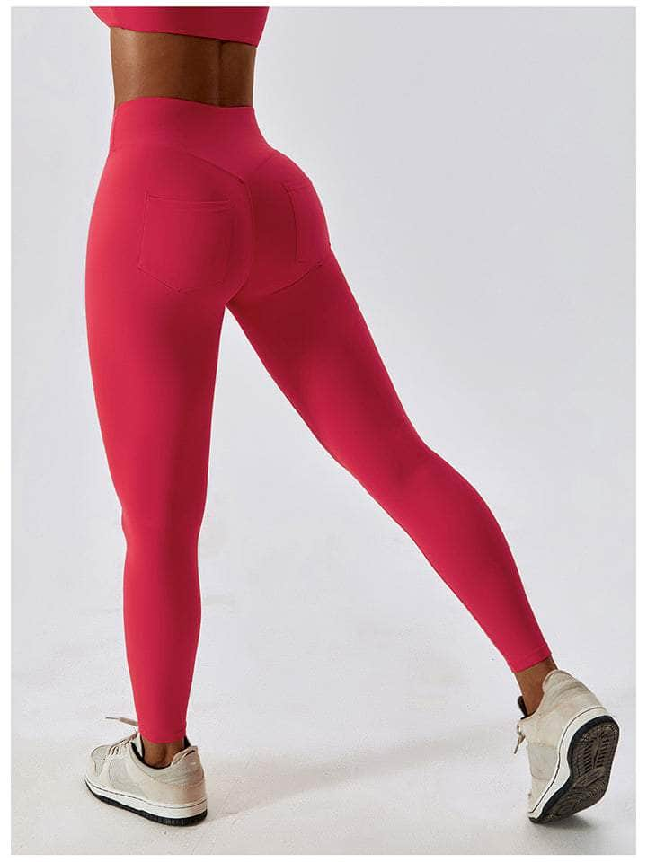 Wide Waistband Sports Pants Red Orange / S