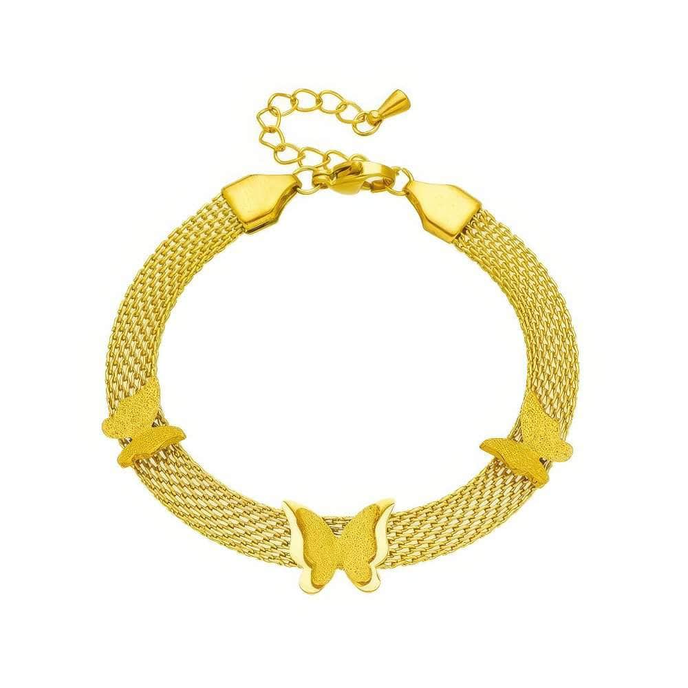 Wide Web Chain Butterfly Charm Bracelet B738