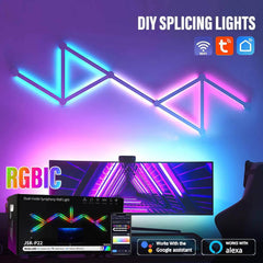 WIFI LED Smart Wall Lamp - RGBIC Light Bar for DIY Atmosphere, APP Music Rhythm, TV Backlight, Bedroom, Game Room Decoration