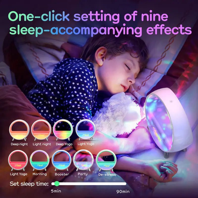 WIFI Smart Wake-Up Light with 15W Wireless Charging - Sunrise Alarm Clock, White Noise, Sleep Ambient Table Lamp, RGB - Works with Alexa