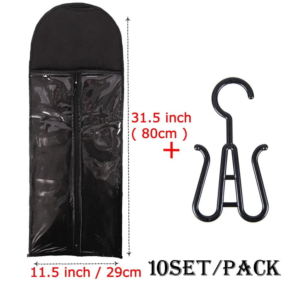 Wig Storage Bag Set with Hanger 10 set 80cm black