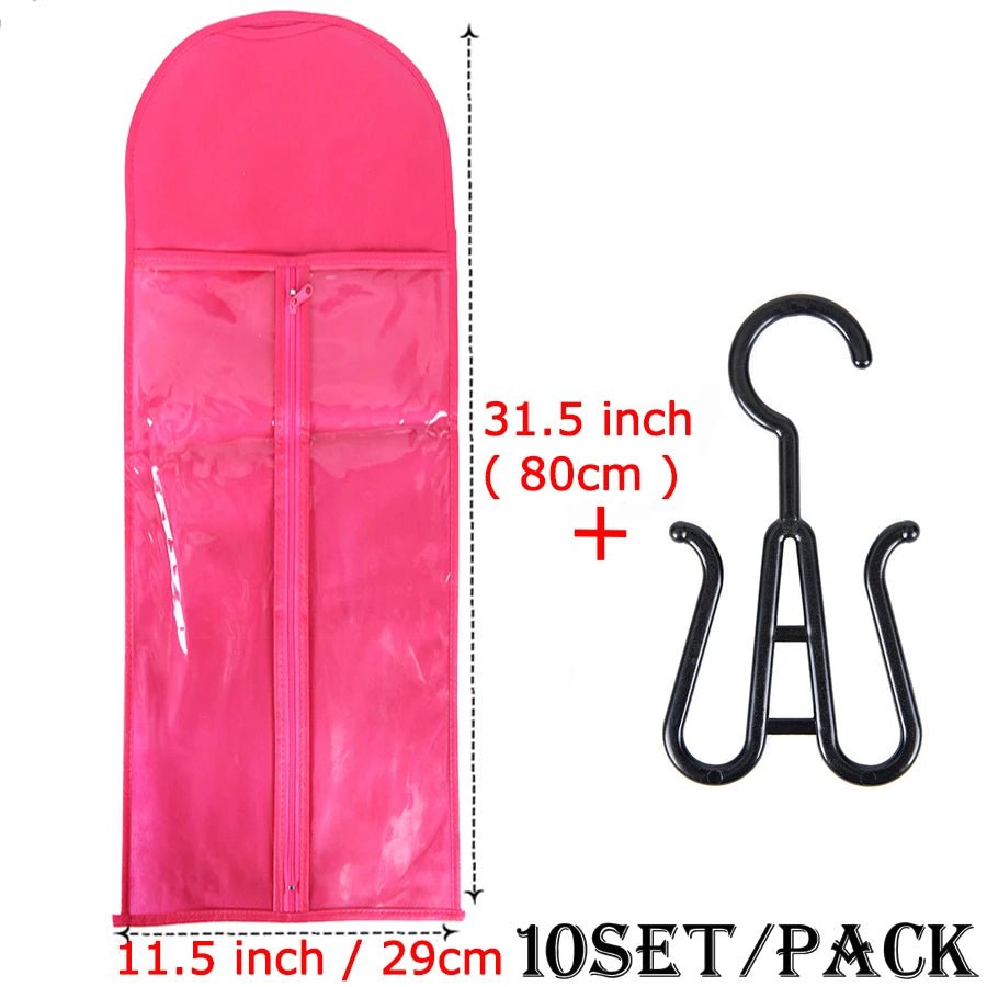 Wig Storage Bag Set with Hanger 10 set 80cm pink