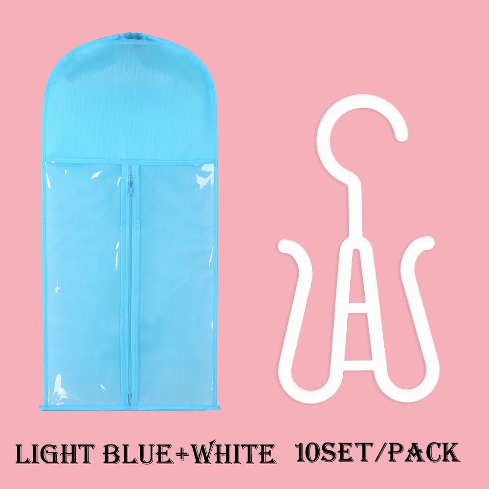 Wig Storage Bag Set with Hanger 10 set light blue