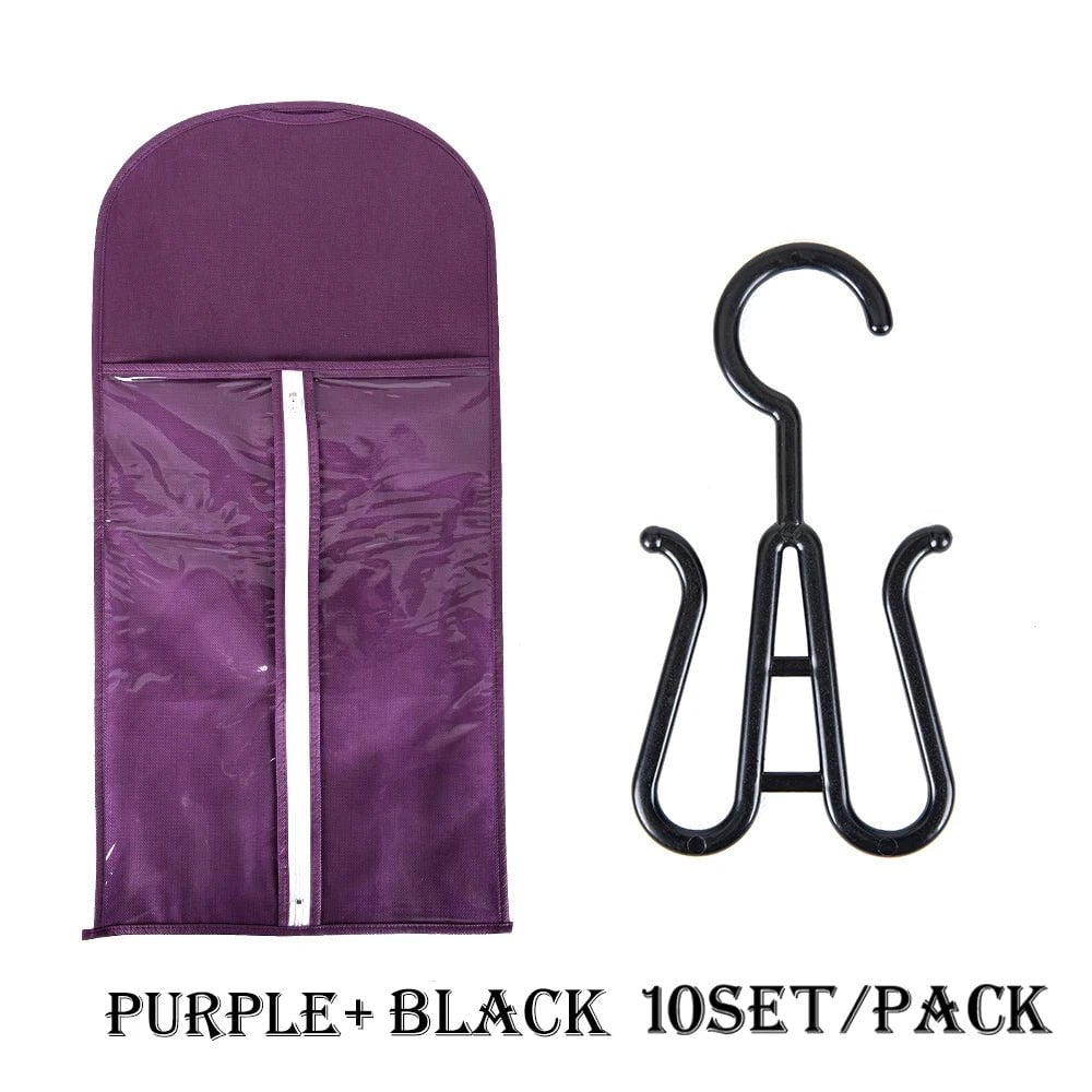 Wig Storage Bag Set with Hanger 10 set purple