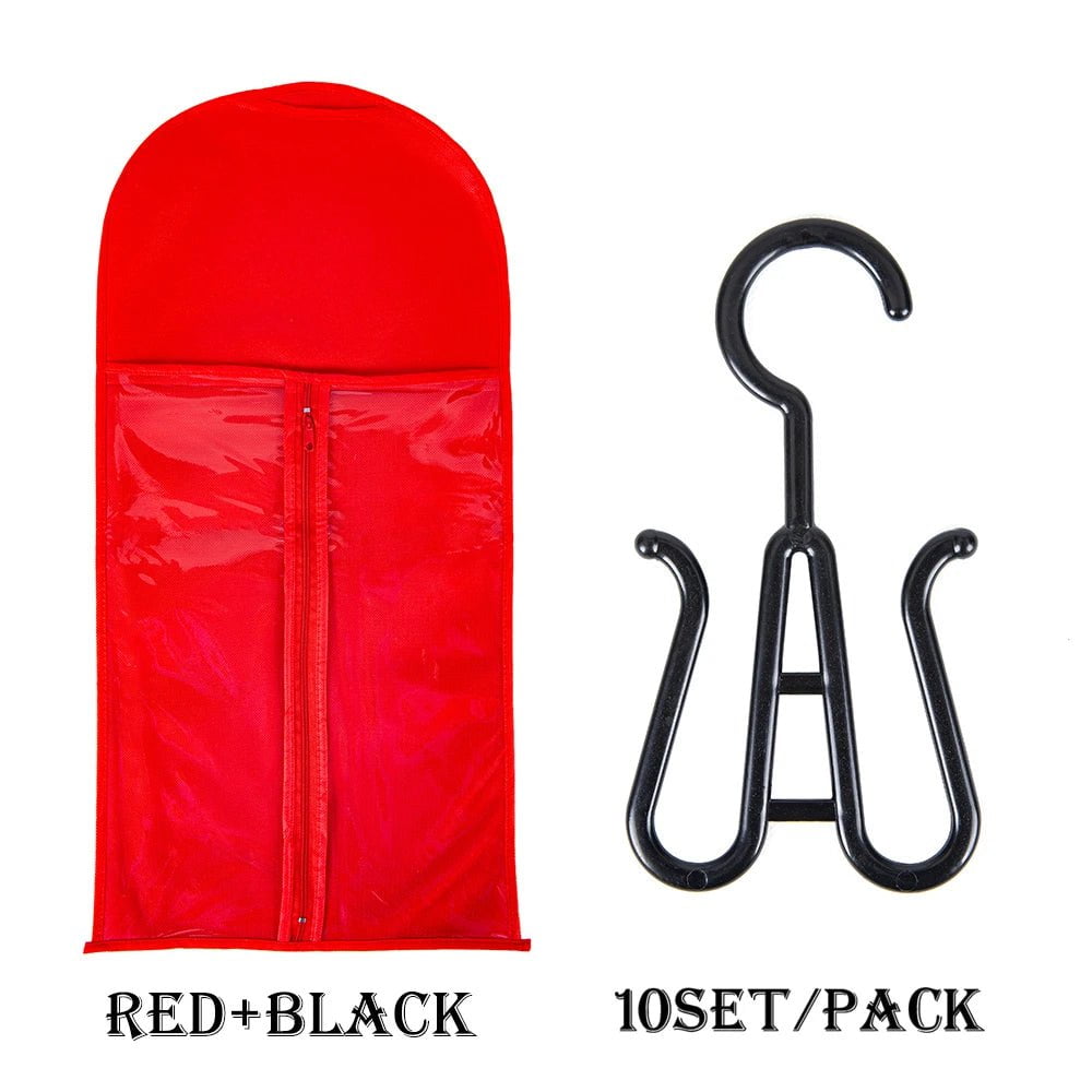 Wig Storage Bag Set with Hanger 10 set red