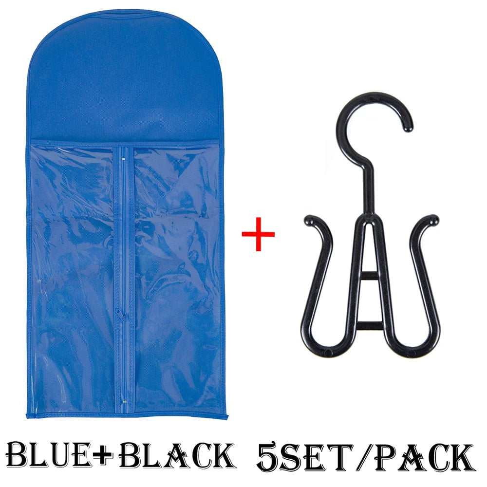 Wig Storage Bag Set with Hanger 5 set blue