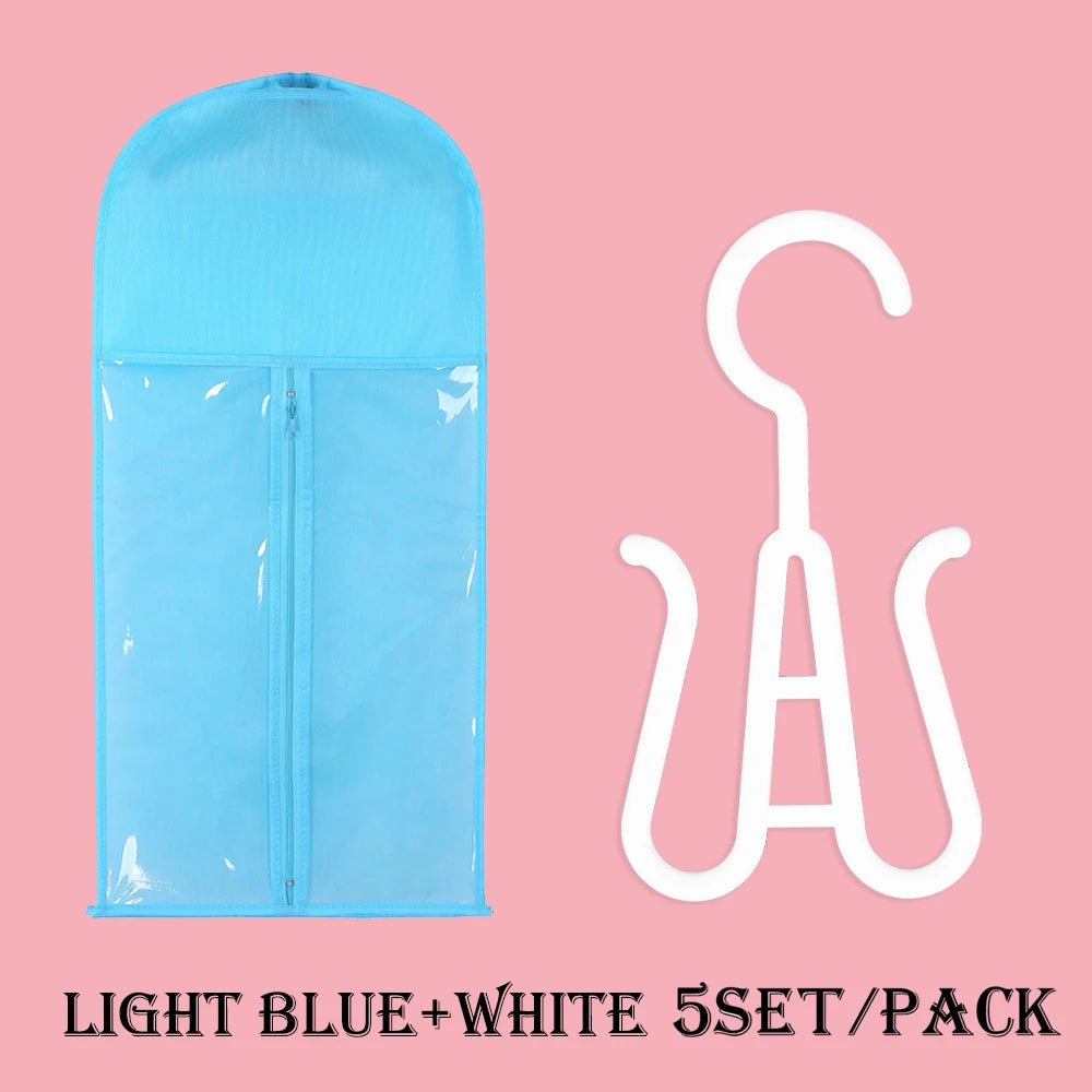 Wig Storage Bag Set with Hanger 5 set light blue