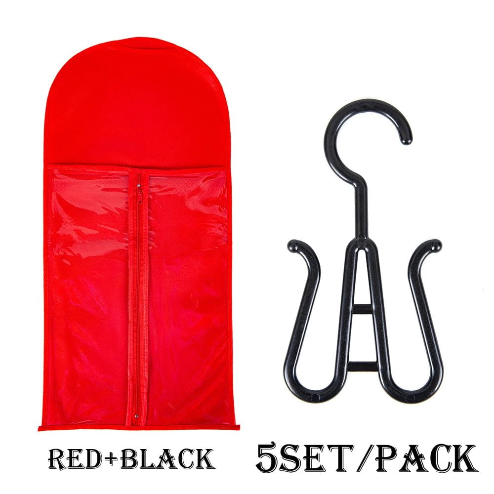 Wig Storage Bag Set with Hanger 5 set red