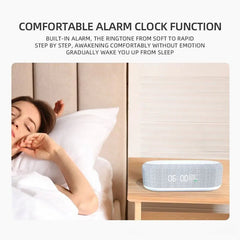 Wireless Charger Alarm Clock with LED Light, Thermometer, and 15W Fast Charging Dock Station for iPhone and Samsung White