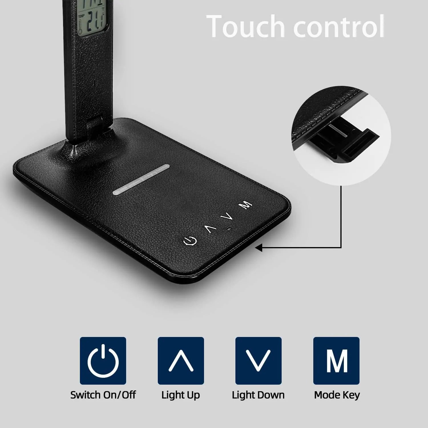 Wireless Charger Pad with LED Desk Lamp, Temperature Alarm Clock, and Eye-Protecting Light - 10W Fast Charging Station