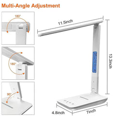 Wireless Charger Pad with LED Desk Lamp, Temperature Alarm Clock, and Eye-Protecting Light - 10W Fast Charging Station