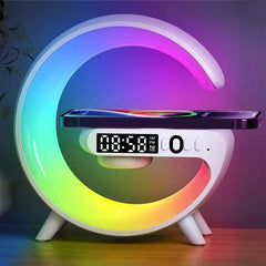 Wireless Charger Speaker Stand with RGB Night Light & Alarm Clock