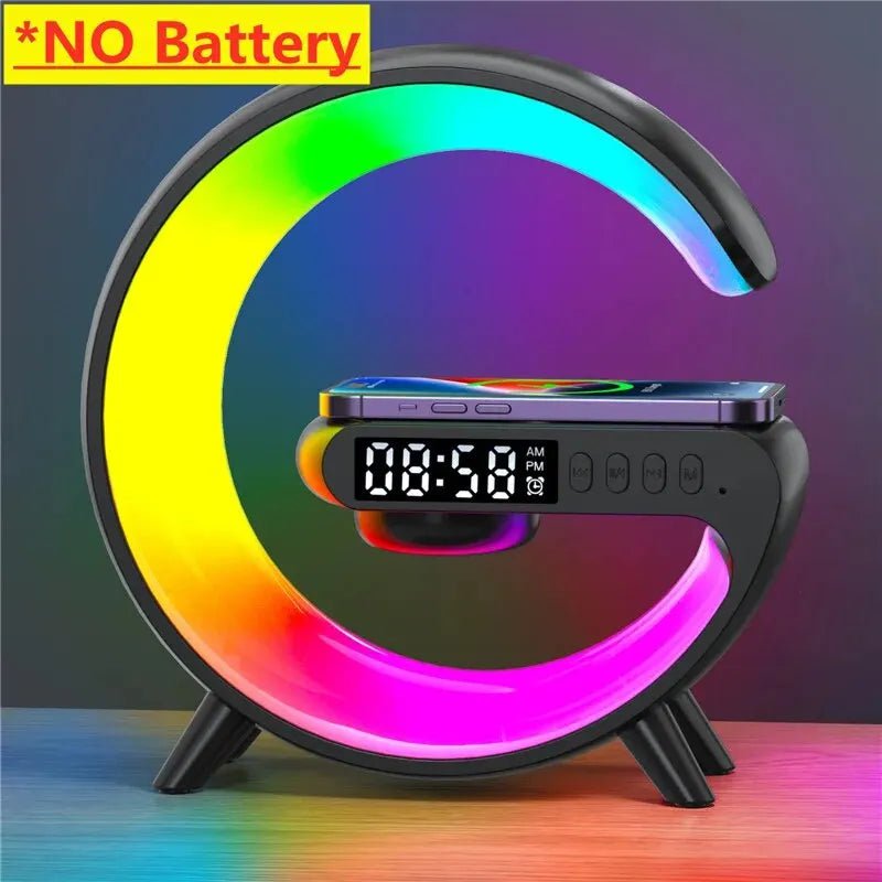 Wireless Charger Speaker Stand with RGB Night Light & Alarm Clock NO Battery B