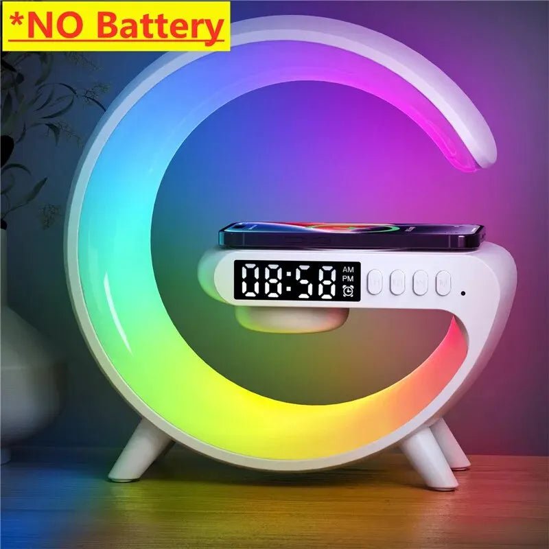 Wireless Charger Speaker Stand with RGB Night Light & Alarm Clock NO Battery W