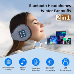 Wireless Headband Headphones Ear Muffs - Bluetooth Ear Warmer Music Cap for Men and Women, Winter Thick Casual Hat mini earmuff grey