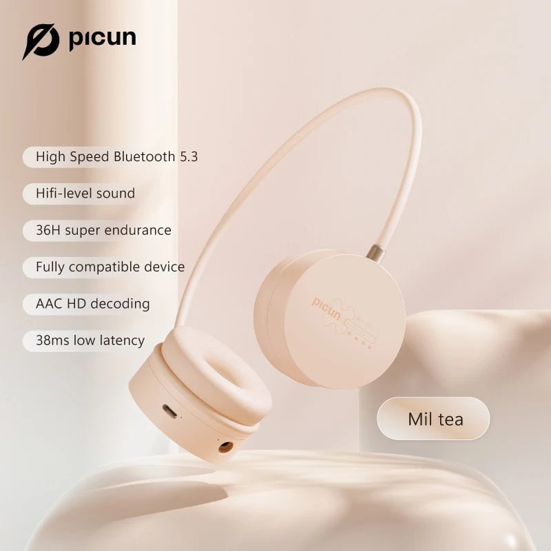 Wireless HiFi Headphones with Mic Cream Color
