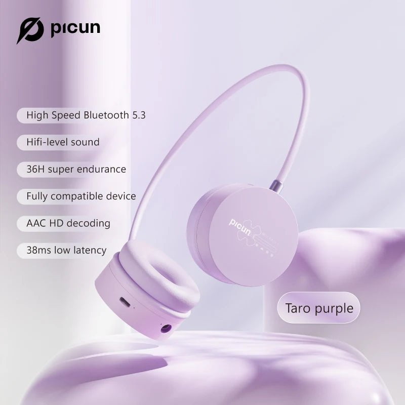 Wireless HiFi Headphones with Mic Purple Headphone
