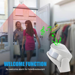 Wireless Infrared Chime Doorbell - 32 Songs, Adjustable Volume, PIR Motion Detector Alarm, Ideal for Home, Shop, and Store Entrance