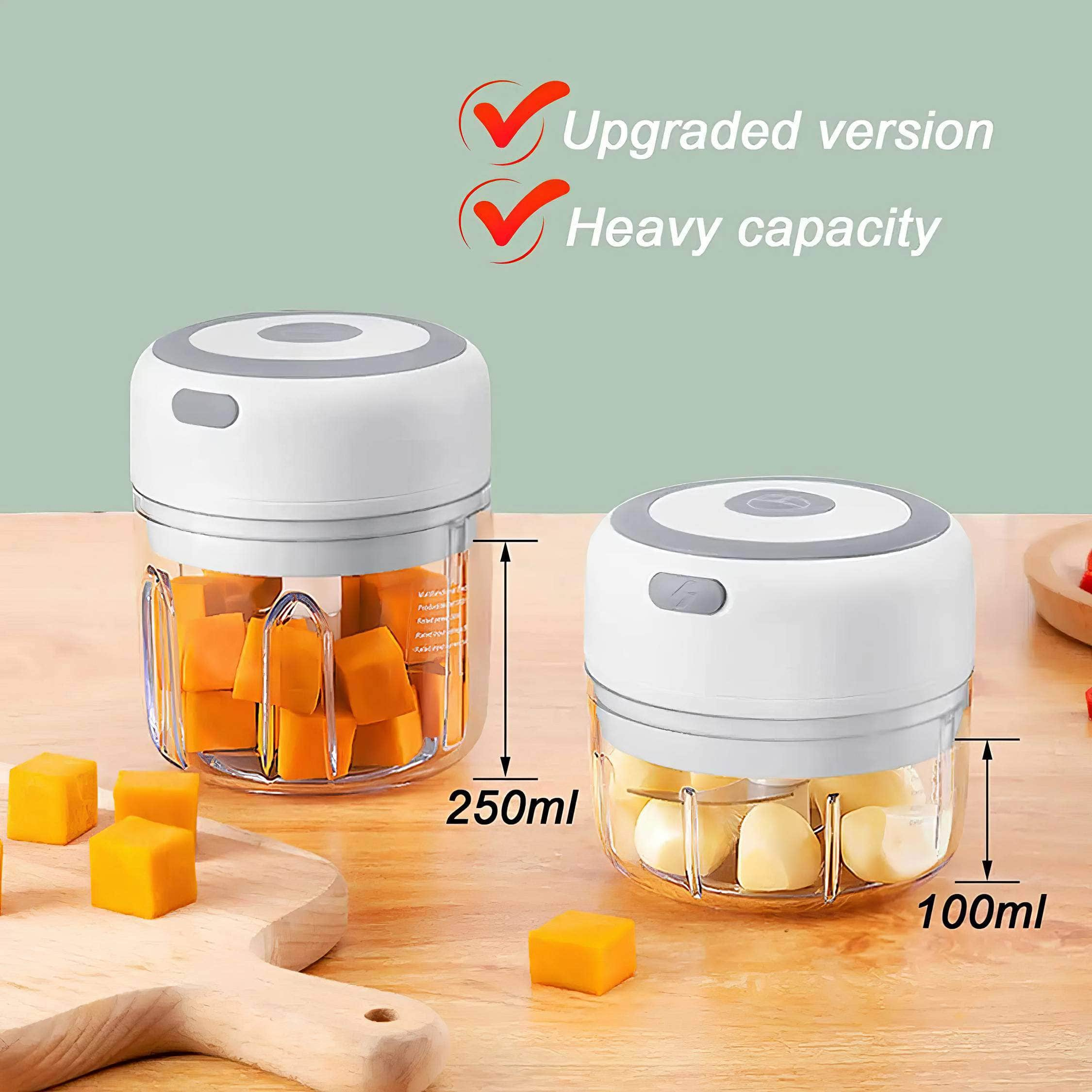 Wireless Mini Electric Garlic Chopper - USB Grinder, 100ML/250ML Capacity