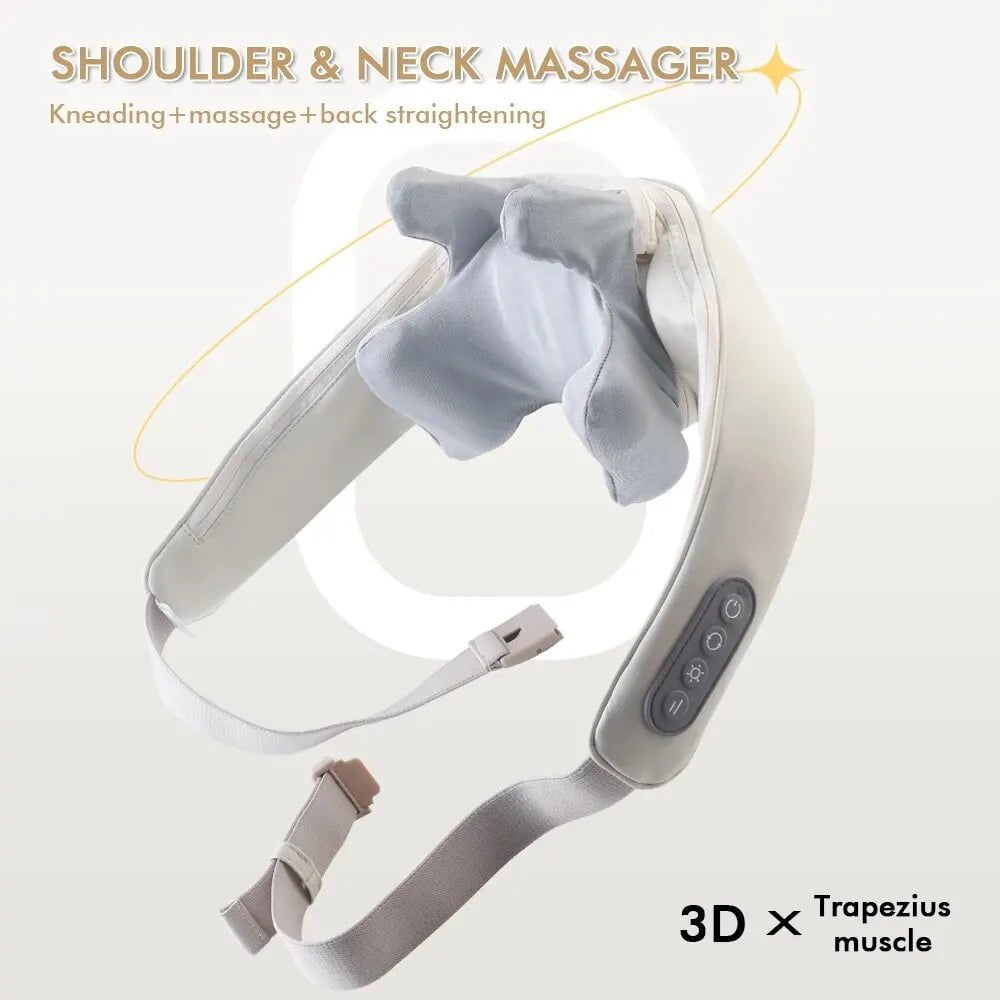 Wireless Neck and Back Massager: Neck and Shoulder Kneading Massage Shawl for Relaxing Neck, Cervical, and Trapezius Muscles