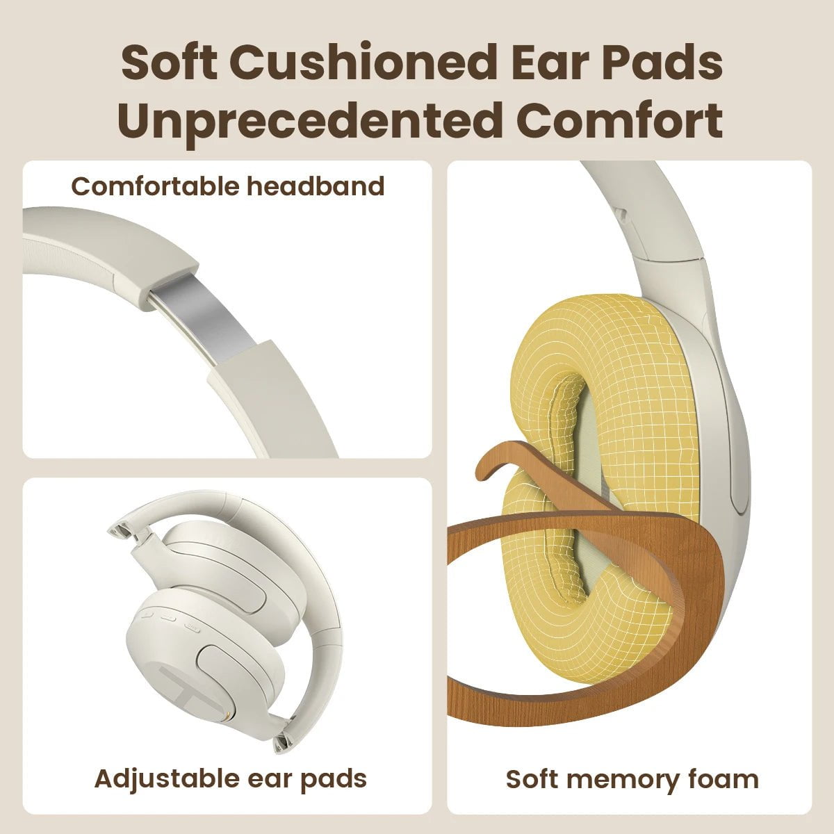 Wireless Over-Ear Headphones 42dB Bluetooth