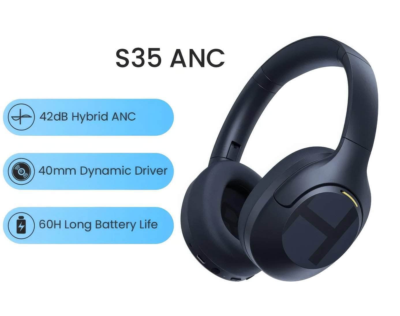 Wireless Over-Ear Headphones 42dB Bluetooth
