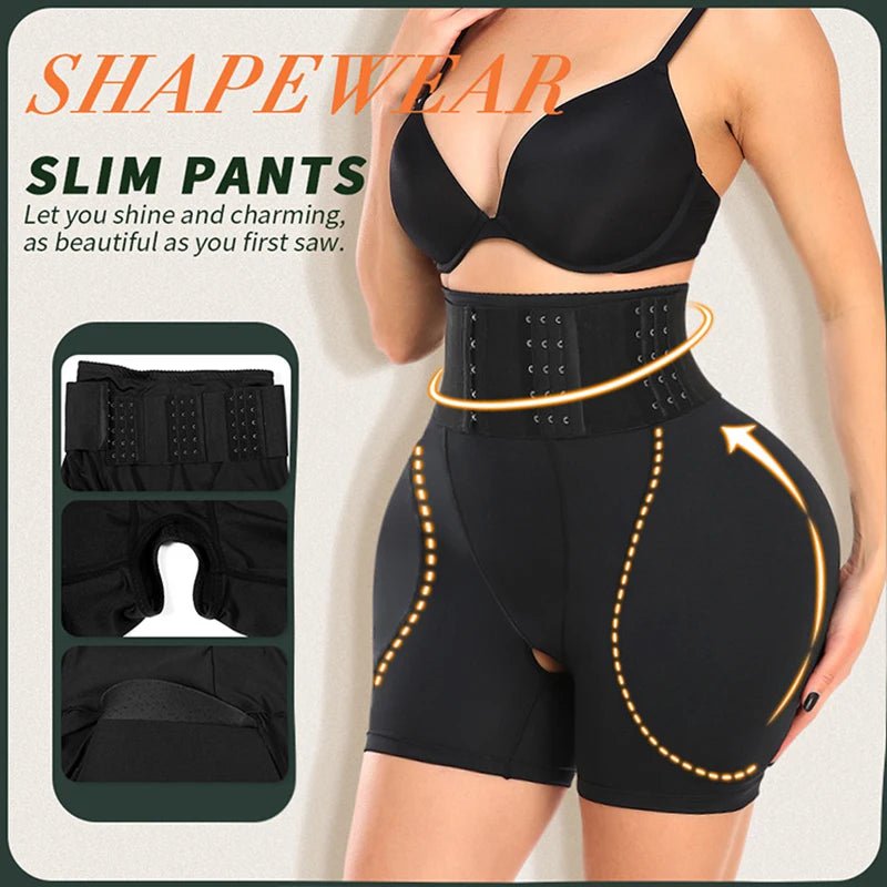 Women Hourglass Body Shaping Shapewear High Waist Trainer Shorts with Extra Big Pads Tummy Control Butt Lifter Underpants Fajas