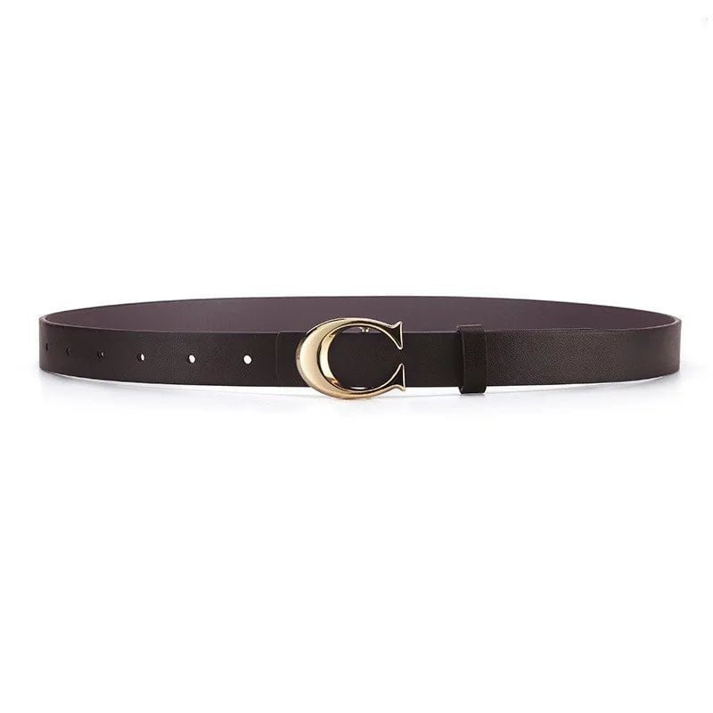 Women's Fashion C-shaped Buckle Thin Belt - Street Trend Jeans Belt, Ideal Gift for Mothers and Girlfriends Coffee / 105cm