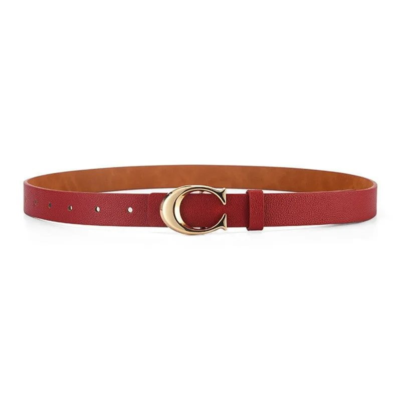 Women's Fashion C-shaped Buckle Thin Belt - Street Trend Jeans Belt, Ideal Gift for Mothers and Girlfriends Red / 105cm