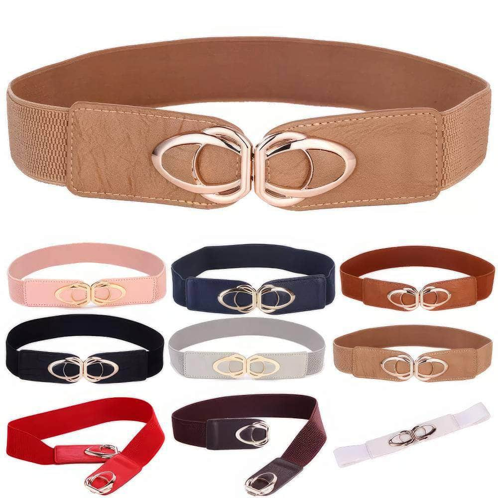 Women's Fashion PU Leather Elastic Wide Belt