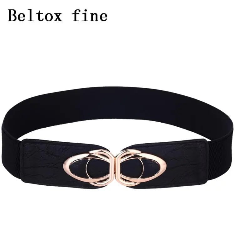 Women's Fashion PU Leather Elastic Wide Belt YF4.0-Black / 65cm(68cm to 100cm)