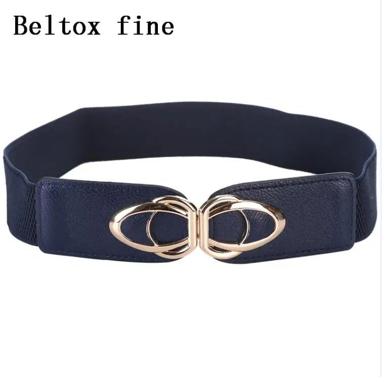 Women's Fashion PU Leather Elastic Wide Belt YF4.0-blue / 65cm(68cm to 100cm)