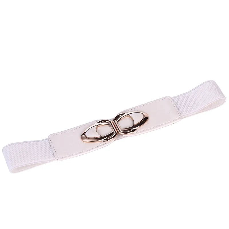 Women's Fashion PU Leather Elastic Wide Belt YF4.0-white / 65cm(68cm to 100cm)
