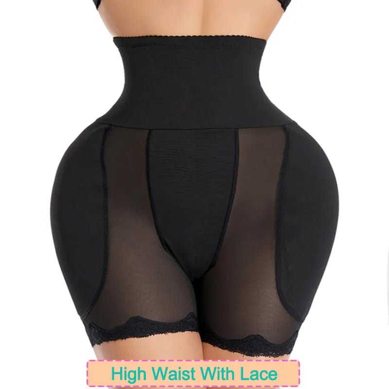Women's Hip Padded Shapewear - Butt Lifter Body Shaper for Daily Wear high with lace black / XS