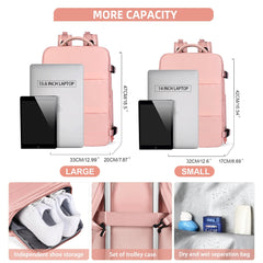 Women's Travel Backpack - Wizzair Cabin 40x30x20, Large Capacity Waterproof Suitcase Laptop Bag