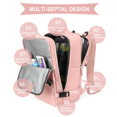 Women's Travel Backpack - Wizzair Cabin 40x30x20, Large Capacity Waterproof Suitcase Laptop Bag