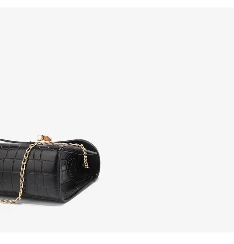 Wooden Handle Crocodile Mini Shoulder Bag