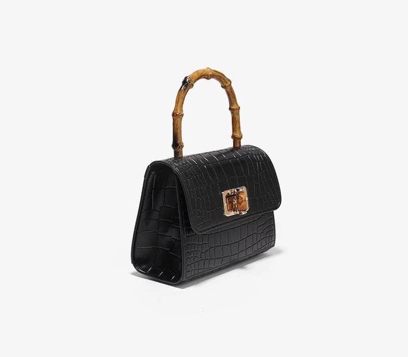 Wooden Handle Crocodile Mini Shoulder Bag