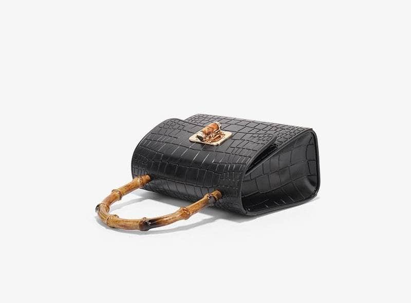 Wooden Handle Crocodile Mini Shoulder Bag