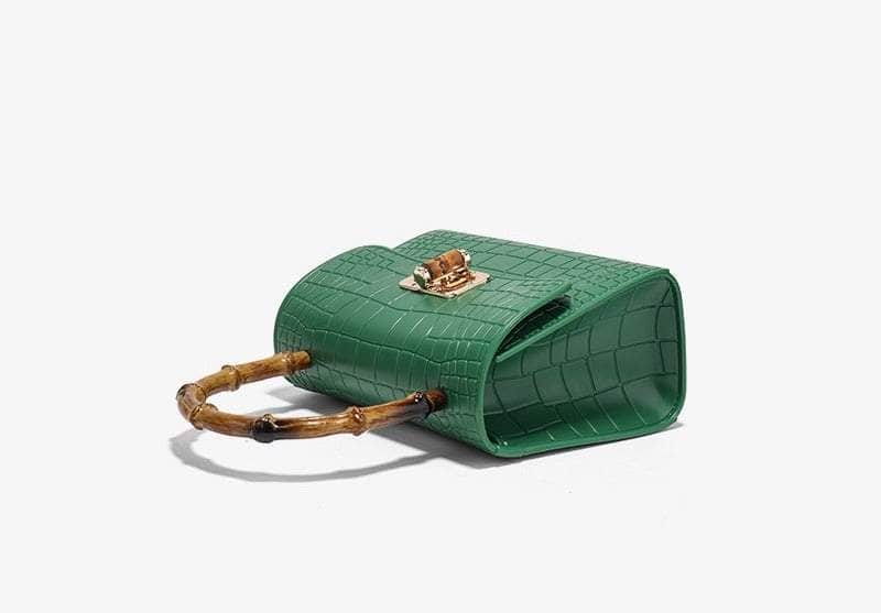 Wooden Handle Crocodile Mini Shoulder Bag