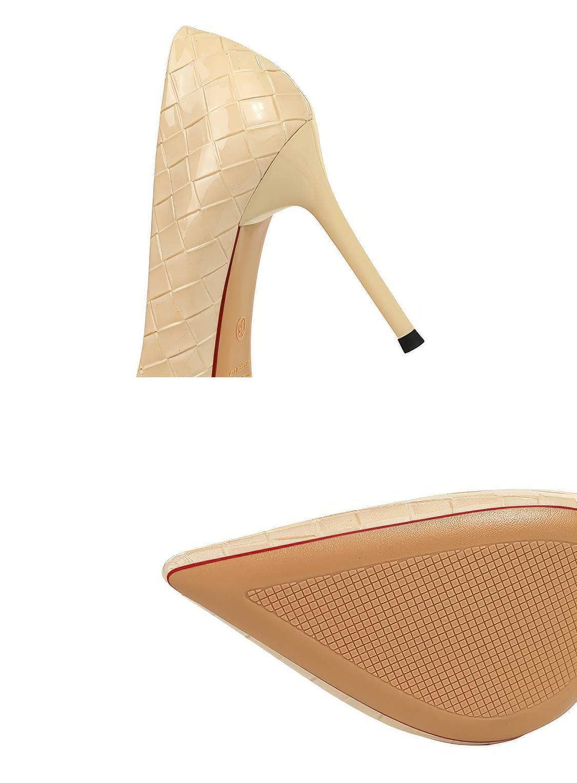 Woven Detail Glossy Stiletto High Heels